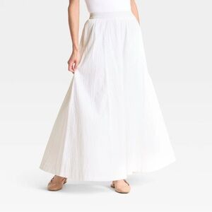 A New Day Picnic A-Line White Maxi Skirt - small